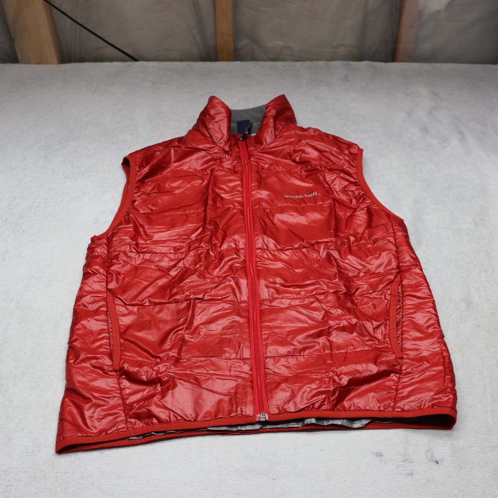 Montbell Thermawrap Vest Womens Medium Red Light Pack Quilted Full Zip Outdoor